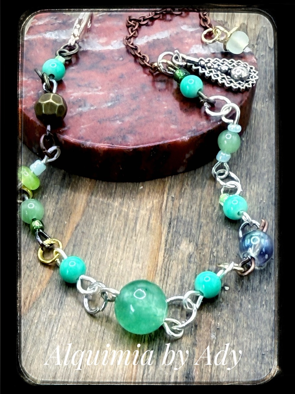 Bohemian Aventurine + Amazonite charms bracelet